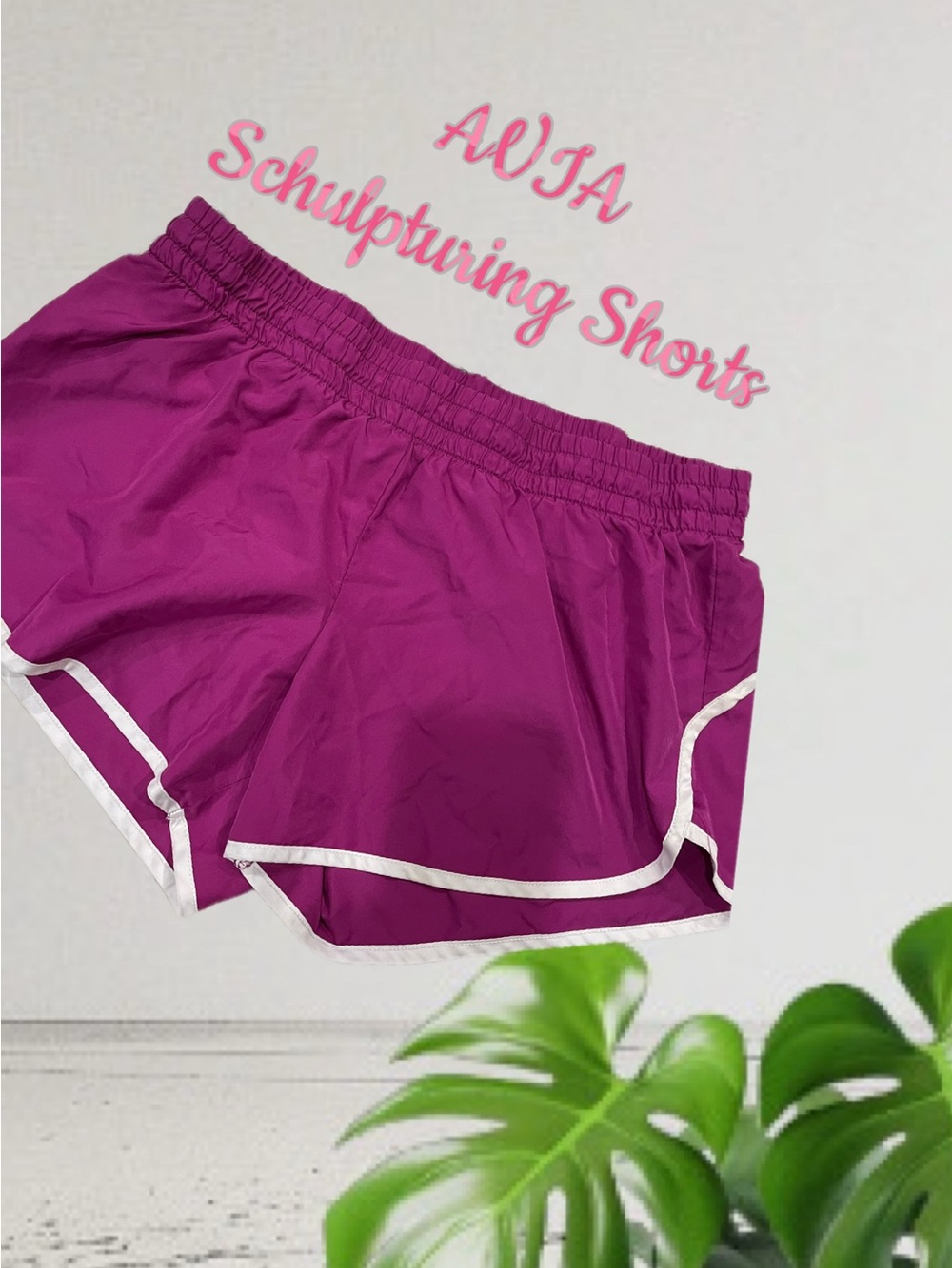 Avia Women's Athletic Shorts - Hot Pink with White Trim lined ladies XL (16-18)